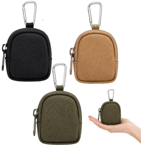 QhgPnt Dog Treat Bag, Dog Treat Pouch for Dog Training, Zipper Closure, Hands-Free Dog Treat Holder for Pet Training, 3-Piece Set in Black Army Green Khaki