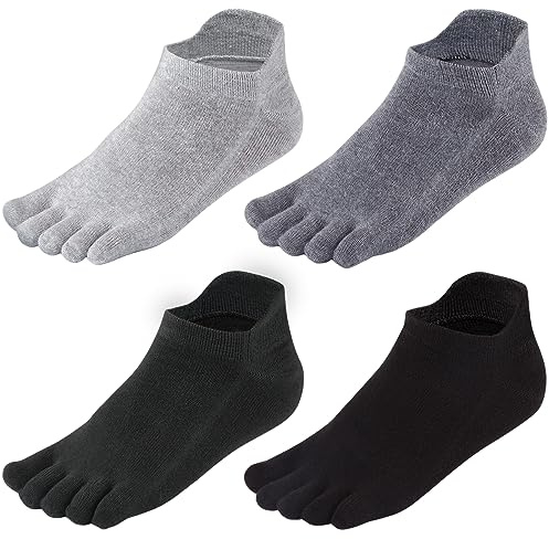 Meaiguo Toe Socks No Show Running Five Finger Socks for Men Women 4 Pairs