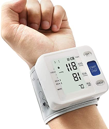 ARSIMAI Blood Pressure Monitor - Wrist Accurate Automatic High Blood Pressure Monitors Portable LCD Screen Irregular Heartbeat Monitor with Storage Case and Adjustable Cuff Powered by Battery - White