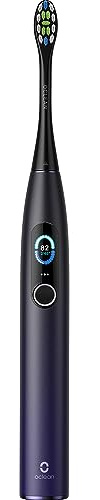 Oclean X Pro Elektrische Zahnbürste, Schallzahnbürste mit Farbdisplay, 3 Putzmodi & 32 Intensitäten, 30 Tage Akkulaufzeit, mit Timer, Drucksensor & APP, Dunkellila