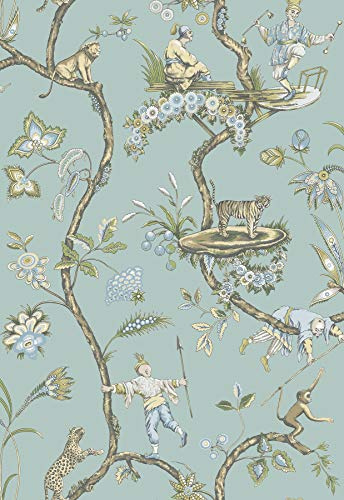 NuWallpaper x Scalamandre Blue Robin Egg Chinoise Exotique Self Adhesive Wallpaper, SCS3846