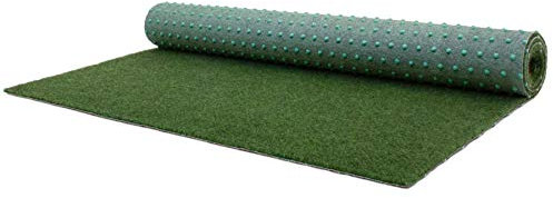 Balkon Rasen Rasenteppich im Festmaß Vliesrasen mit Noppen - Moosgrün, 400 x 400 cm, Wasserdurchlässiger Vlies-Kunstrasen