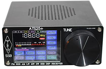 Récepteur radio complet ATS-25+ en alliage d'aluminium - Récepteur pour DSP MW & SW SSB USB et LSB avec écran tactile de 2,4 avec antenne et câble de charge de type C