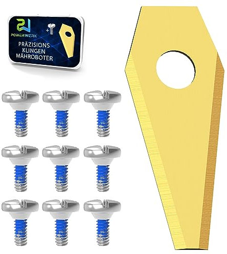 Power Werk® - Ersatzmesser für Mähroboter - Kompatibel mit BOSCH Indego Modelle mit Schrauben - Universal Ersatzklingen - Rasenroboter Messer Messerset - 9 Stück