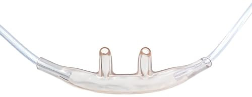 Cannula nasale per adulti con tubo da 0,3 metri (lunghezza corta) per l'uso con ossigeno portatile, trasparente, leggera, confortevole, sopra l'orecchio, approvata dal NHS