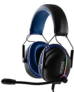 Celly, Cuffie con Filo Evo Grandprix Linea Sparco, Cuffie Over Ear Gaming, con Microfono Regolabile, Luci LED RGB, Cuffie Ergonomiche, con Doppio Connettore, Jack 3,5mm e USB-A