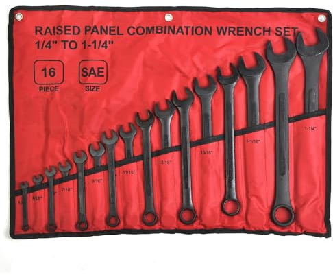 WINMAX TOOLS AUTOMOTIVE 16 Piece SAE Combination Wrench Set, 1/4 to 1-1/4 SAE Wrench Set with Roll Up Pouch