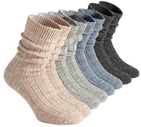 CALZITALY LOT DE 2/4 PAIRES Chaussettes en laine Alpaga, chaussettes d'hiver, chaussettes thermiques, chaussettes pour hommes et femmes | Made in Italy (43-46, 4 Pairs: Gris+Camel+Anthracite+Jeans)