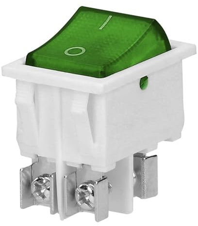 Miratic Unterbeleuchtet Kippschalter 230v, Schalter 230v Versorgungsspannung: 230V~, 50Hz Strom: 20 A (grün, weißes Gehäuse)