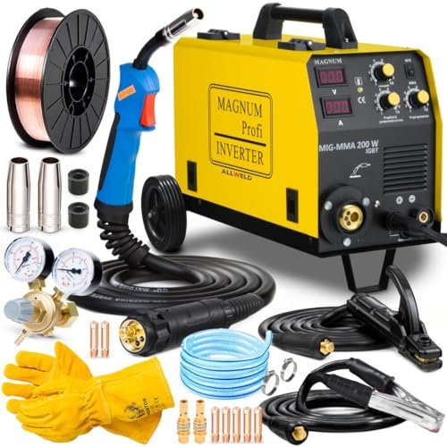 Magnum MIG MMA 200W - 180 A poste a souder mig avec gaz et sans gaz - poste de soudure multi avec chariot - soudage: MIG MAG, MMA, fil fourré et soudobrasage - Kit Basic