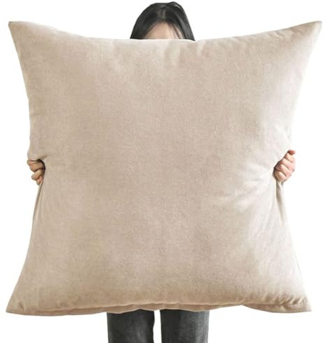 Samt Kissenbezug 80x80,60x60 Kissenhülle Boho,Sofa Dekokissen Bezug 50x50 Couch Kissenbezüge 70x70 Abnehmbare Kissenüberzug und Atmungsaktiv Kopfkissenbezug mit Reißverschluss ( Color : Beige , Size :