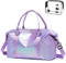 SPAHER Sporttasche Groß Damen Herren, Reisetasche Faltbare, Wasserdicht Weekender Gym Travel Duffle Bag Handgepäck Tasche Trainingstasche Schwimmtasche Fitnesstasche für Reisen, Sport Lila