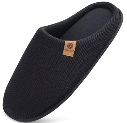 ONCAI Men's House Slippers，Cushion Memory Foam Shake Fleece and Man House Shoes with Faux Fur Lining and Indoor Outdoor Rubber Soles UK Size 6.5-14
