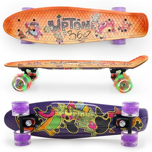 UpTone360 Mini Cruiser Skateboard | per bambini a partire da 6 anni | cuscinetti ABEC 9 | Portata fino a 100 kg | durevole e stabile | ideale per bambini dai 4, 8 e 10 anni, adolescenti e adulti