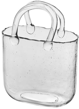BTGLLAS ecorative Glass Handbag Vase, Clear Hydroponic Flower Container, Modern Home Decoration,Glass Fish Bowl Flower Vase (clear-1pc)