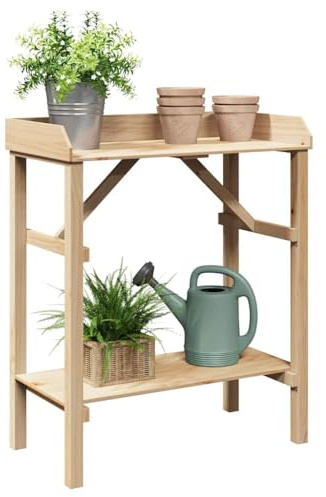 vidaXL Planteringsbord Naturfärg 75 x 40 x 90 cm Stabil furu trä, Modern rektangulär växtställning, upphöjd tallplatta, enkel inomhus- och utomhusutsmyckning, funktionellt trädgårdsbord