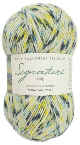 West Yorkshire Knitting Wool - Spinners Signature - 4 Ply - Sock Fingering British - 1245 Yellow Swallowtail