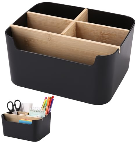 Qixora Organisateur Multifonctionnel Pour Stylos, Boîte de Rangement Bureau à 5 Compartiments Amovible, Organiseur Bureau Boîte de Rangement, Organiseurs Multimédia Convient pour les Cosmétiques