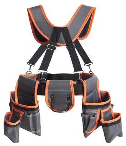 TOOL HOLDER BELT - Artisan tool belt for daily life | Adjustable hip belt with pants and 19 bags for pants, outdoor maintenance work, construction site, practical and easy access to tools for various