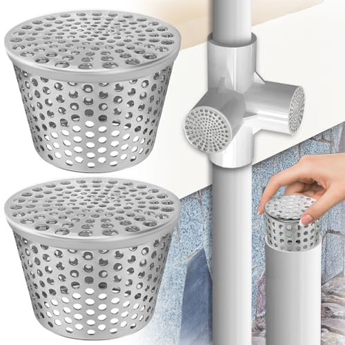 TZEKING 2 stycken rännor i rostfritt stål, takrännskydd, bladskydd, regnfilter, regnrörsnät, för platt takavlopp, för hiltrera blad, grenar