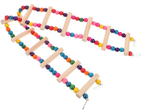 MOTHNUR Bird Ladder Toy for Birds and Cockatiels Wooden and Metal Ladder Promoting Healthy Growth for Climbing and Chewing Parrot Play Gym