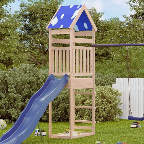 Ziaphsol brunt lektorn av massiv furu 52,5 x 85 x 265 cm för utomhusbruk, med rutschkana, gunga och klättervägg, trädgårdshus för fantasi och rörelse