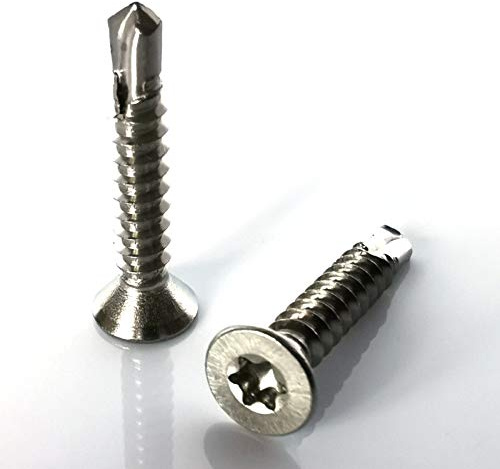 50 Stück Bohrschrauben 2,9 mm x 9,5 mm DIN 7504 O Edelstahl A2 Senkkopf TORX Blechschrauben selbstschneidend