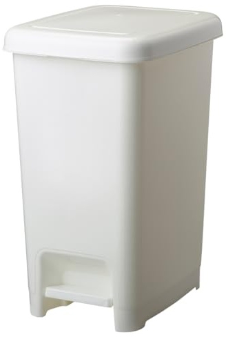 ROSSIGNOL Poubelle de cuisine à pédale, Poubelle 40L, Poubelle pour bureau, buanderie, Support sac intégré, Blanc CUBO