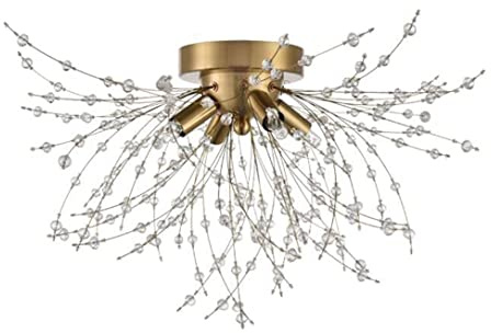 EFPD Lampadario fuochi d'artificio, lampadario in cristallo G9, utilizzato per l'illuminazione di camera da letto, sala da pranzo, soggiorno e isola cucina (Dorata Plafoniera 4T)