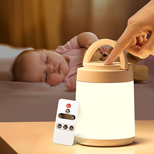 10 Colors+8 Dimmable Baby Night Light Newborn, Remote+Timer+Touch Lamp, 1800mAh Rechargeable Lamp, Portable Night Light Kids, Baby Essentials for Newborn Essentials, Bedroom Lamp for Nursery [Gifts]