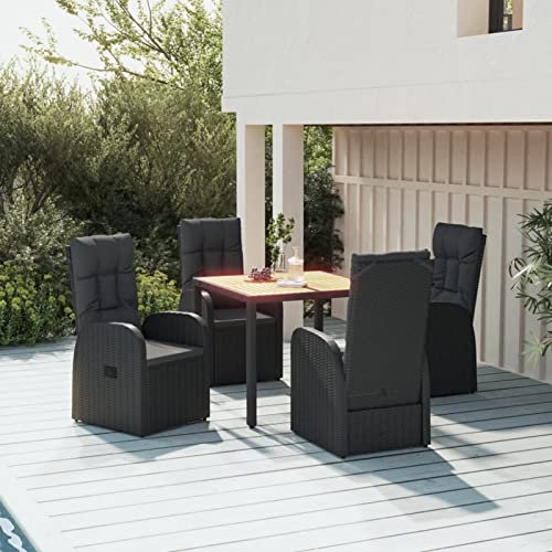 Yolola Juego de muebles de jardín para 4 personas con 4 sillas de jardín, juego de asientos ajustables de ratán, para exteriores, muebles de jardín, grupo de asientos para balcón