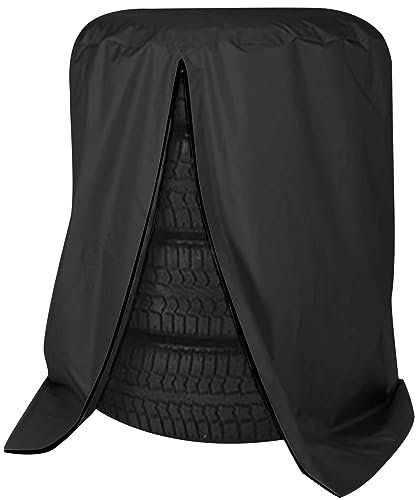 KYSUN Large Tire Cover, Tire Storage Bag & Seasonal Tire Cover, Spare Tire Bag, Wheel Protector, Tyre Covers Waterproof Sun Protection Holds Fits up to 29 Tires, Can Hold 4 Tires (Black)