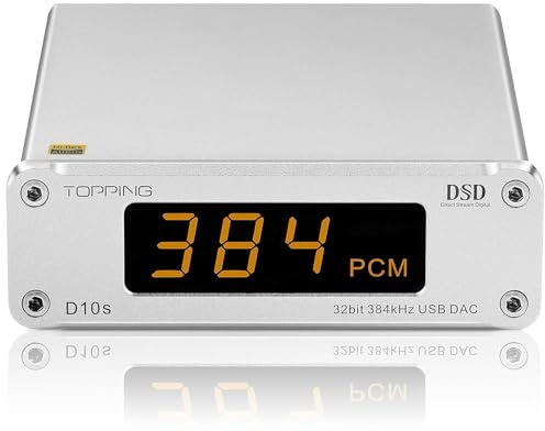 Topping D10S DAC Hi-Res förstärkare, ESS ES3838Q2M 32-bitars USB XMOS U208 (silver)