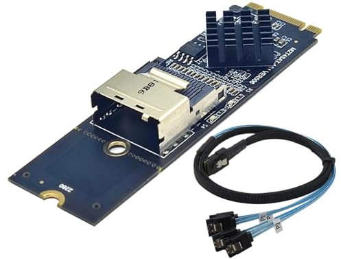 Generic M.2 NVMe to Mini SAS 36 Pin SFF-8087 SATA 3.0 Expansion Card Controller Adapter Card Plug And Play M.2 Key-m Key-b PCB Board, with Cable