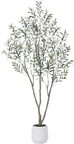 CROSOFMI Olivier Artificielle Interieur en Plastique Pot 210 cm Grande Fausse Plante Exterieur Decoration Balcon Chambre Maison（1 Pack）