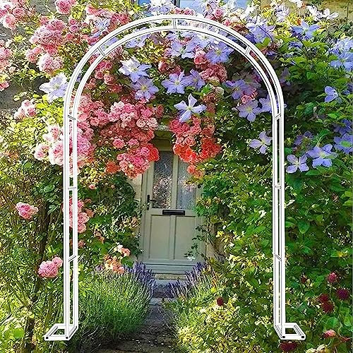Arco de jardín para rosas trepadoras, soporte extra ancho de 300/350 cm, arco de jardín grande en negro, verde, blanco, blanco, 2,4 m de ancho x 2,2 m de alto