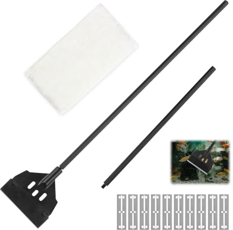 CYUaoao Fish Tank Cleaning Kit Fish Tank Scraper 2 in 1 Aquarium Algae Scraper Aquarium Glass Cleaner Aquarium Scraper with 10 Blades Remover Scraper for Fish Tank Maintenance