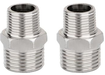 Lot de 2 connecteurs de tuyau de douche, G1/2 x G3/8 mâle vers mâle, adaptateur de douche en acier inoxydable, raccords de plomberie à filetage droit