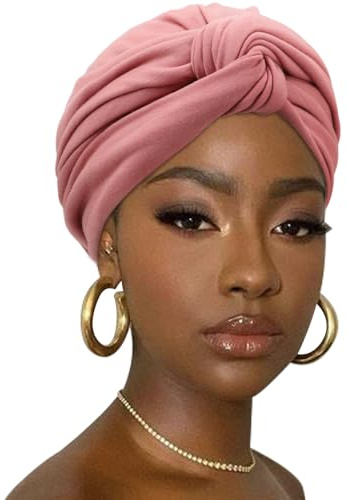 DRESHOW Hair Wrap para Mujeres Acanalado Suave Turbante Stretch Jersey Cabeza Bufanda Transpirable Ligero Turbante Color Sólido