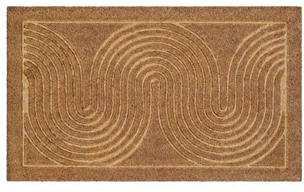 Wecon Home Felpudo 100% de coco con patrón de ondas. Fácil de limpiar y antideslizante. Retro Flow (40 x 60 cm, color natural)