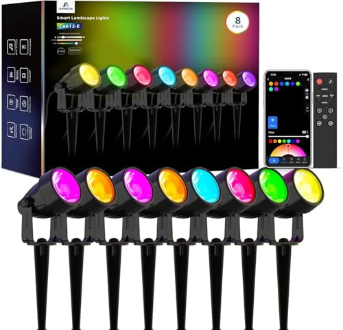 APPECK Gartenstrahler 8 Stück, WiFi Smart Gartenbeleuchtung mit Strom RGBW