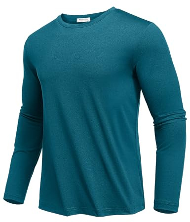 PINSPARK Sportskjorta för män, ventilerande löpartröja, lätt långärmad tröja, UPF 50 UV-skjorta, träningströja, funktionell skjorta, vandringströja, långärmad gym, löptoppar