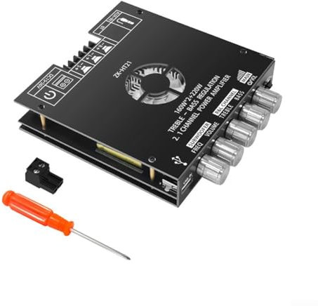 ComfyHarbor ZK-HT21 - Módulo de altavoz de audio digital de 2.1 canales con compatibilidad BT 5.0, subwoofer izquierdo y derecho de 160 W, 220 W para sistema de audio doméstico