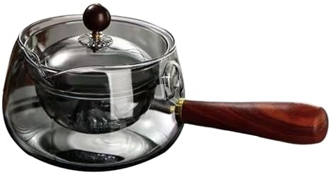 EK22643 - Tetera de vidrio con infusor | Tetera de vidrio grande de 500 ml con infusor y tapa | Capacidad de 17 onzas de tetera giratoria y copiadora - Hecho a mano apto para lavavajillas extraíble