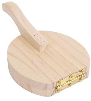 XUMIUZIY Manuell Trätortillamaskin, Ergonomiskt Handtag Tortillapress för Roti Chapati Burrito Pizza (Runda)