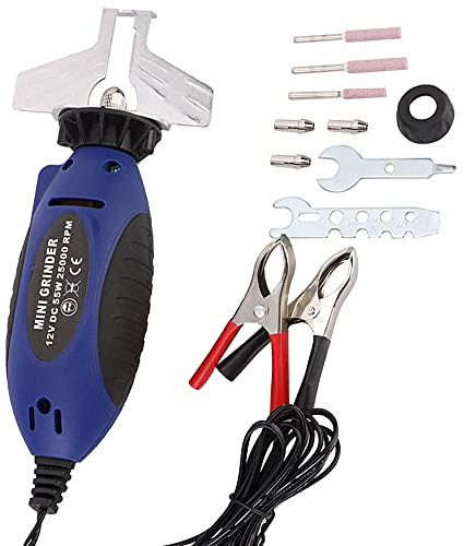 Vikye Mini Kettensägenschärfer, DC 12V 55W Elektrisch kettensägenschärfer Kit Kettensägenschleifschleifsystem mit DREI Größen von Schleifsteinen
