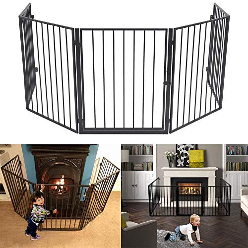 UISEBRT Lot de 5 grilles de protection en métal pour enfant - Noir - 305 cm