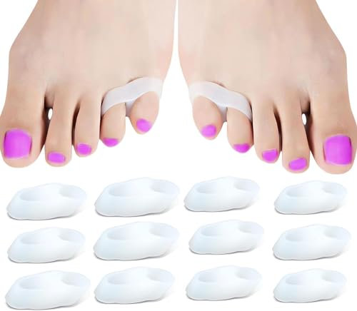 Gel-Zehenspreizer,12 Silikon Zehentrenner kleiner Zeh bei Hallux Valgus Zehenstrecker für Bunion Korrektur, überlappende Zehen, Relief Kleiner Zehen Reibung Druck und Schmerzen