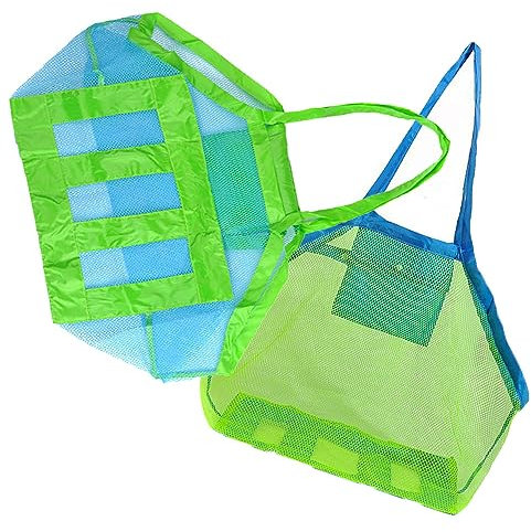 Changyeah Grande Borsa da Spiaggia,2 pezzi borsa pieghevole in rete da spiaggia, borsa da spiaggia per giocattoli, borsa da spiaggia pieghevole e riutilizzabile per riporre i giocattoli dei bambini