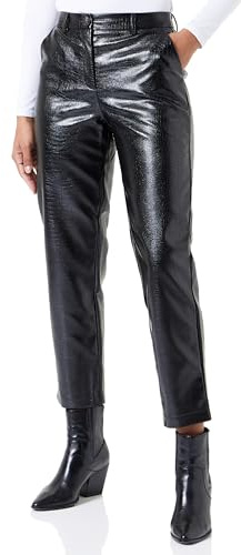 Vila Vicroco 7/8 RW Coated Tailored Pant Pantaloni in Similpelle, Nero, 44 Donna